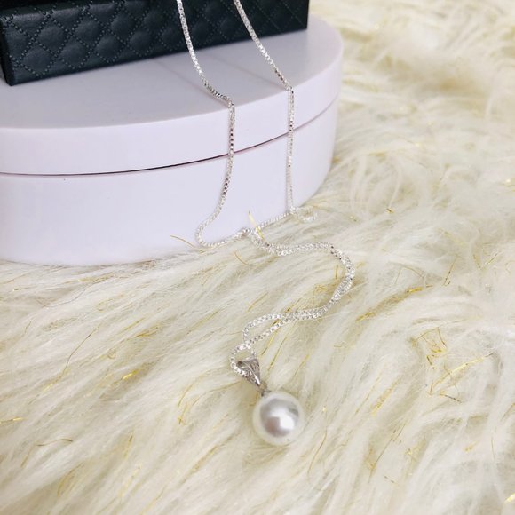 Solid 925Sterling Silver Pearl Necklace - Picture 10 of 15